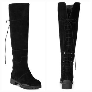 Nine West Black Suede Leather Over The Knee OTK Equestrian Riding Tall Boots 7.5